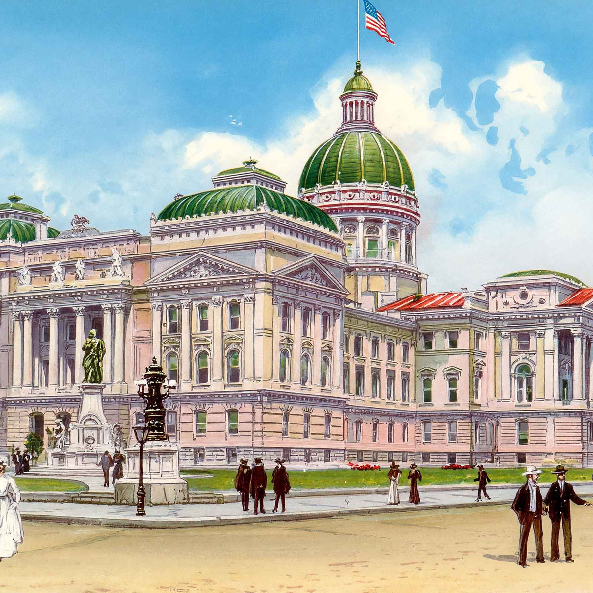 Indiana State Capitol Indianapolis in 1906 Vintage Print (7 Sizes)