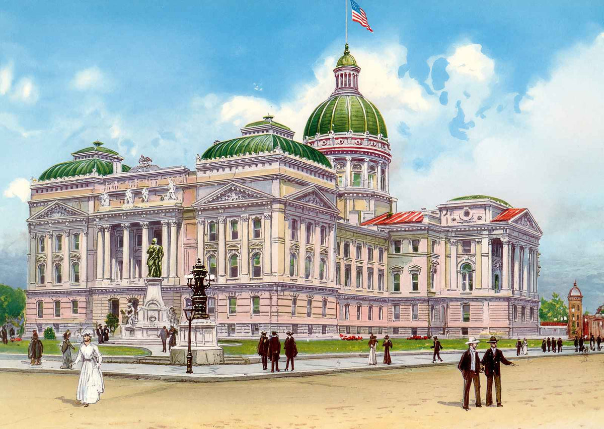 Indiana State Capitol Indianapolis in 1906 Vintage Print (7 Sizes)