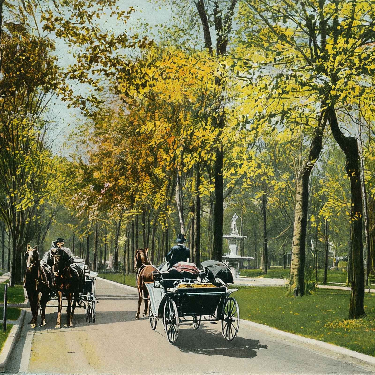Middle Drive in Woodruff Place Indianapolis in 1905 Vintage Print (7 Sizes)