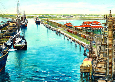 Loading Phosphate at Port Tampa, Southern Florida in 1907 Art Print (7 Sizes)
