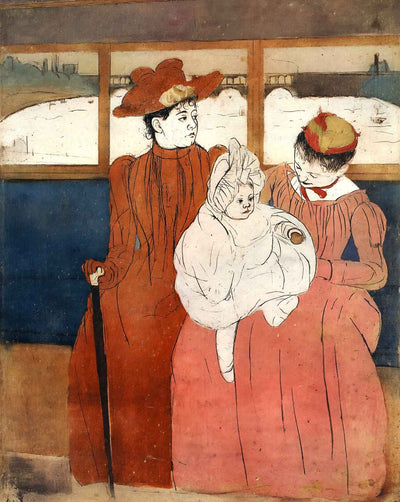 Interior of a Tramway Passing a Bridge art print by Mary Cassatt (1891)