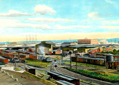 Viaduct from Union Station Jacksonville in 1909 Painting Print (7 Sizes)