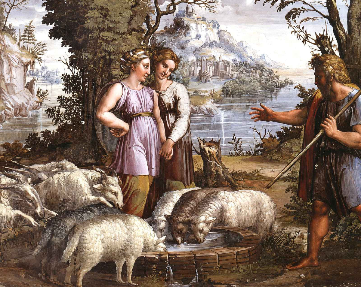 Jacob's Encounter with Rachel painting print by Raphael (1519)