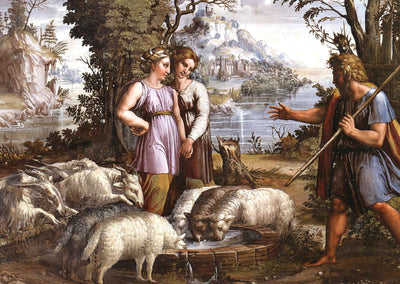 Jacob's Encounter with Rachel Fine Art Print 1519 Painting by Raphael (6 Sizes)