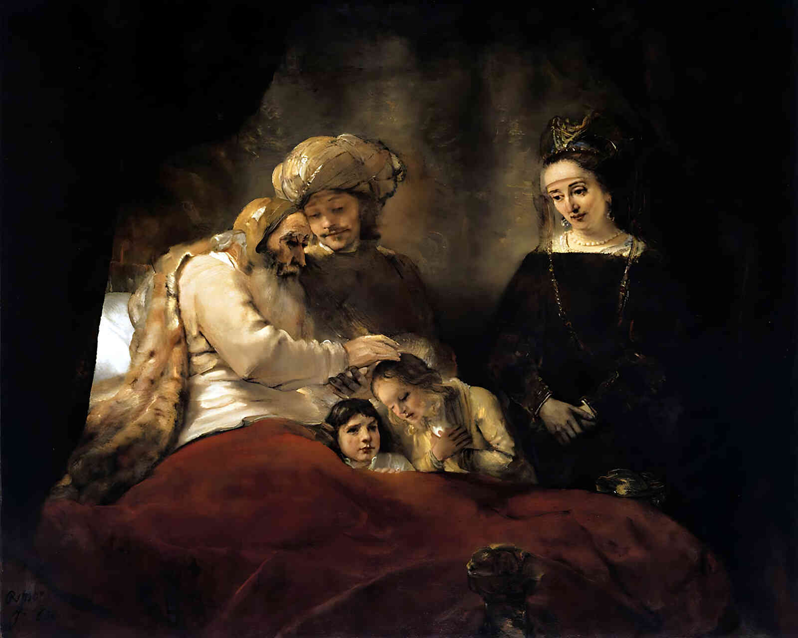 Jacob Blessing the Children of Joseph Painting by Rembrandt 8x10" Art Print