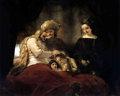 Jacob Blessing the Children of Joseph Painting by Rembrandt 8x10" Art Print