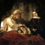 Jacob Blessing the Children of Joseph painting by Rembrandt (1656)
