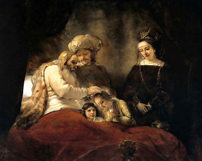 Jacob Blessing the Children of Joseph painting by Rembrandt (1656)