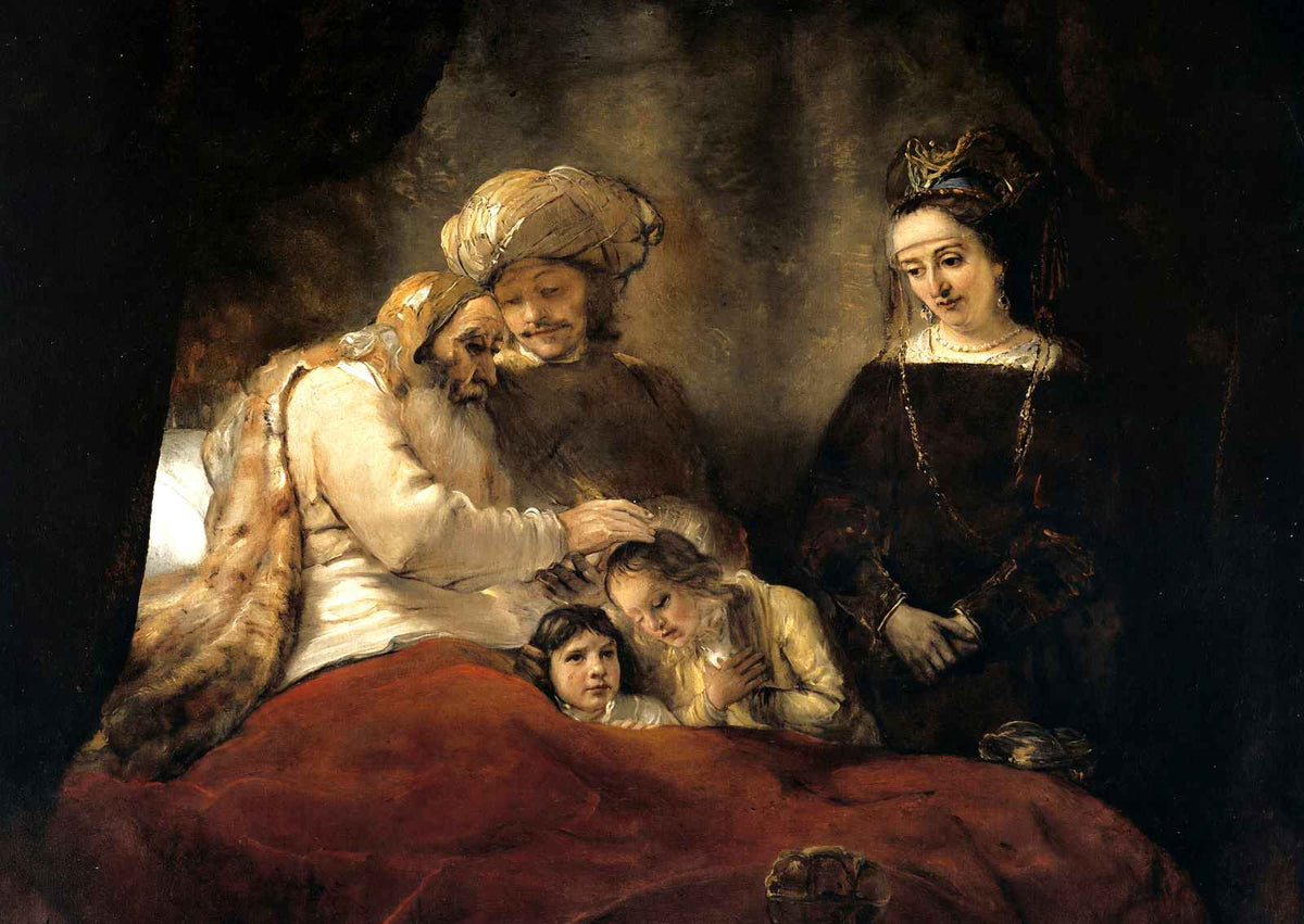 Jacob Blessing the Children of Joseph Art Print 1656 by Rembrandt (6 Sizes)