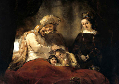 Jacob Blessing the Children of Joseph Art Print 1656 by Rembrandt (6 Sizes)
