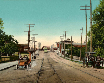 Viaduct at Riverside Avenue in 1909 vintage print
