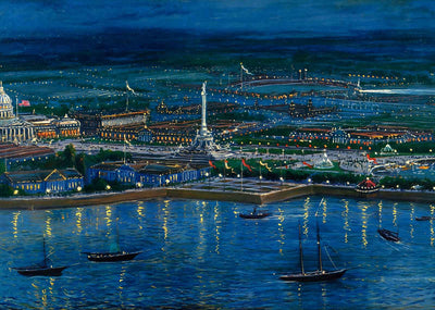 Jamestown Exposition Great Pier at Night in 1907 Art Print (7 Sizes)
