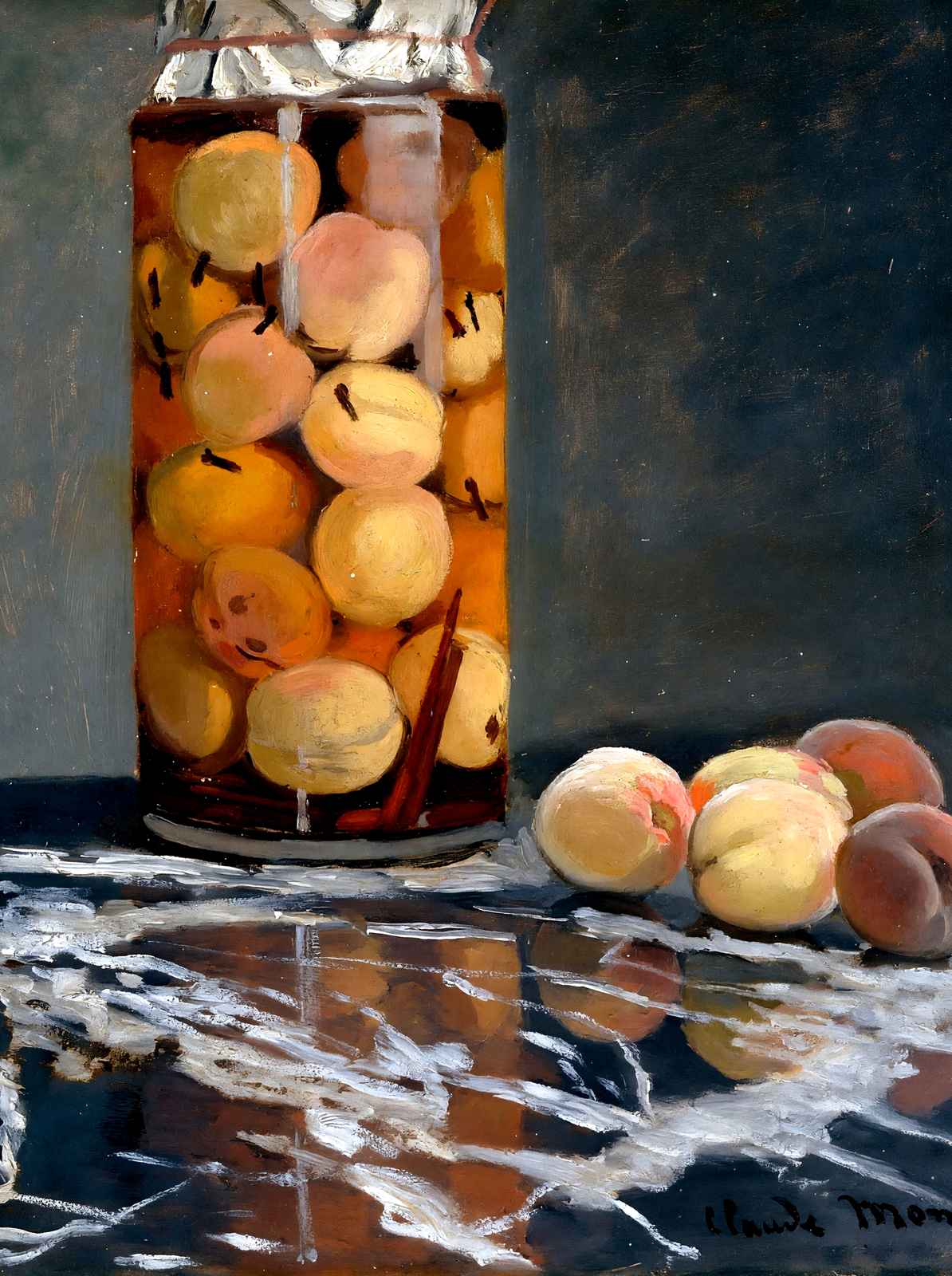 Jar of Peaches Painting by Claude Monet Premium Art Print (6 Sizes) - Enhanced