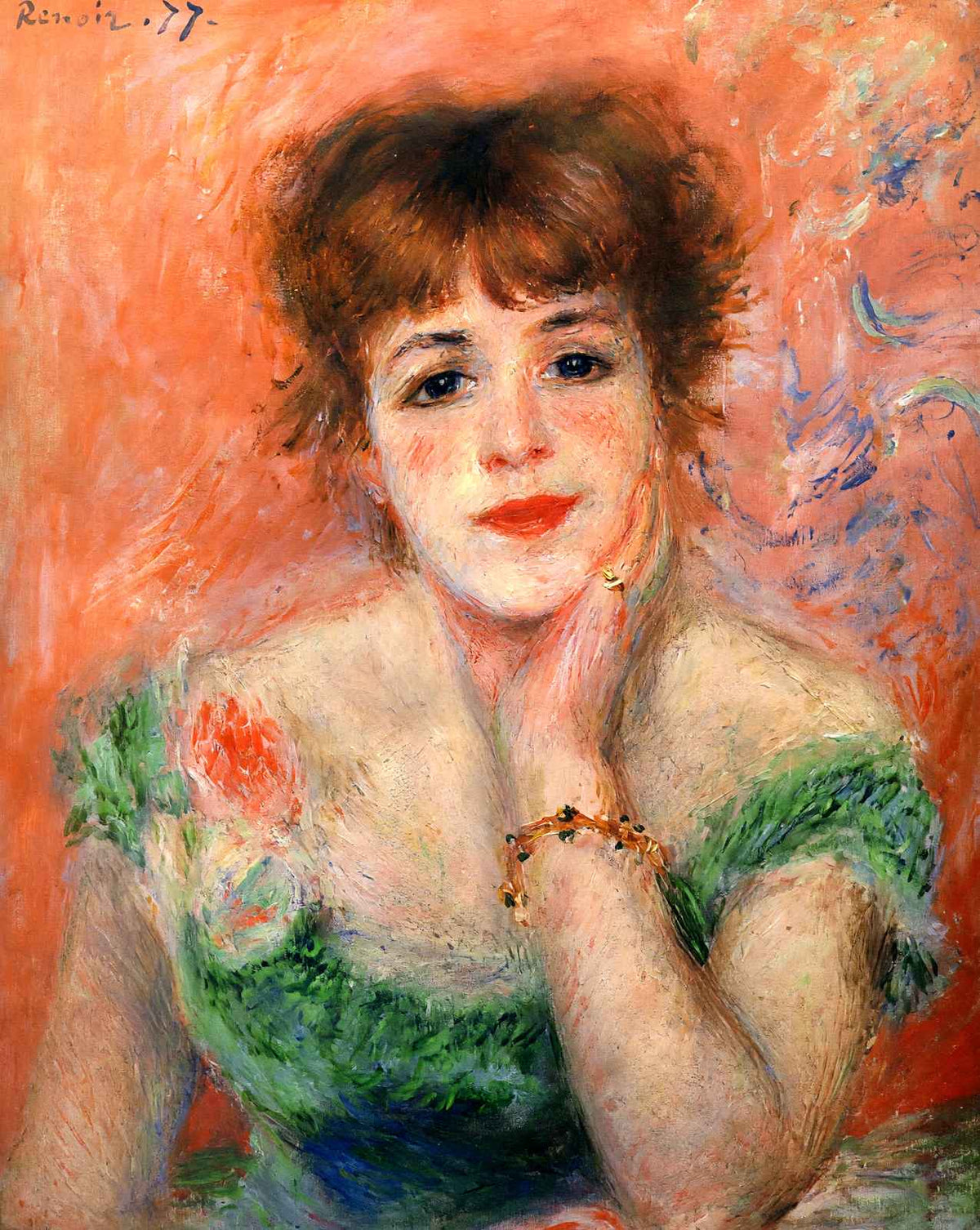 Jeanne Samary in a Low Necked Dress fine art print by Pierre-Auguste Renoir (1877)