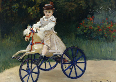 Jean Monet on his Hobby Horse Painting by Claude Monet Art Print (6 Sizes)