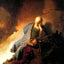 Jeremiah Mourning Over the Destruction of Jerusalem painting print by Rembrandt (1630)