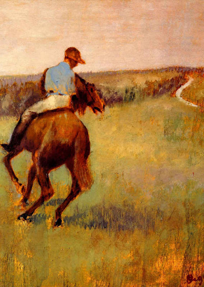 Jockey in Blue on a Chestnut Horse 1889 by Edgar Degas Art Print (6 Sizes)