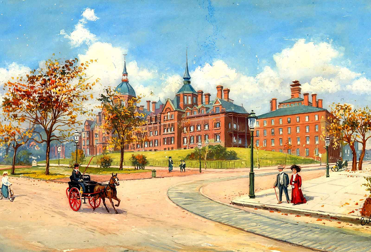 Johns Hopkins Hospital Baltimore in 1907 Painting Print (7 Sizes) - Enhanced