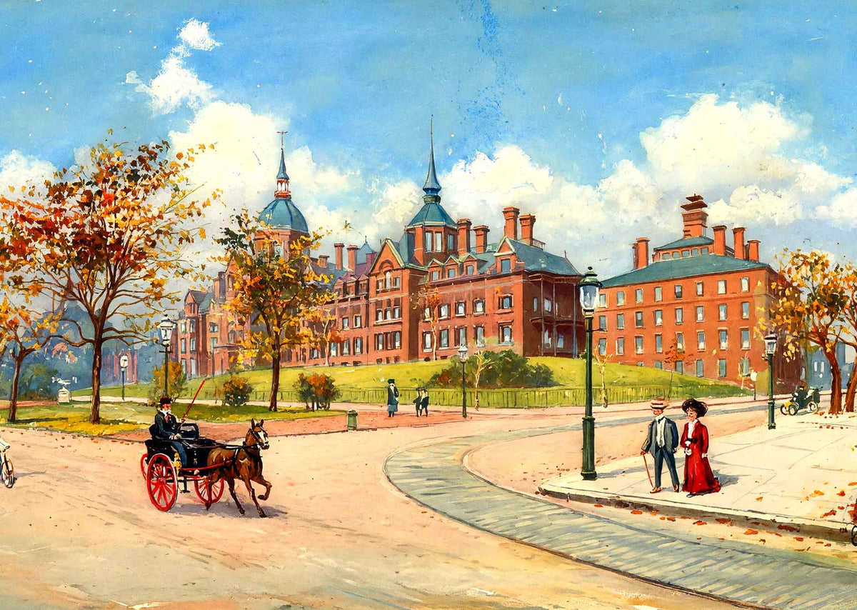 Johns Hopkins Hospital Baltimore in 1907 Painting Print (7 Sizes) - Enhanced