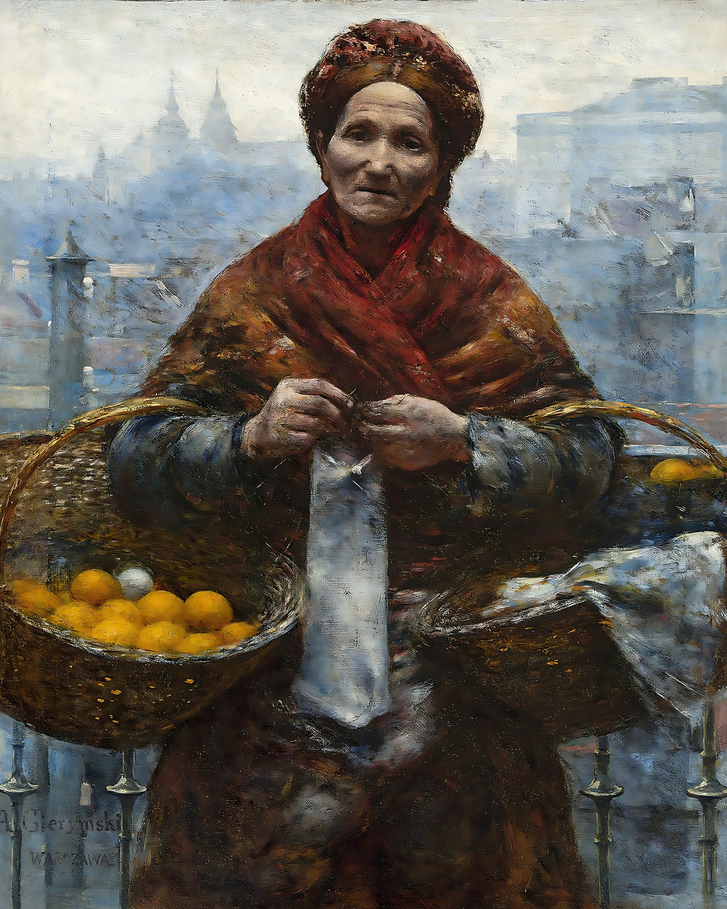 Jewish Woman Selling Oranges by Aleksander Gierymski 8x10" Art Print