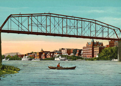 Kanawha Bridge Charleston WV in 1908 Vintage Print (7 Sizes) - Archival Paper