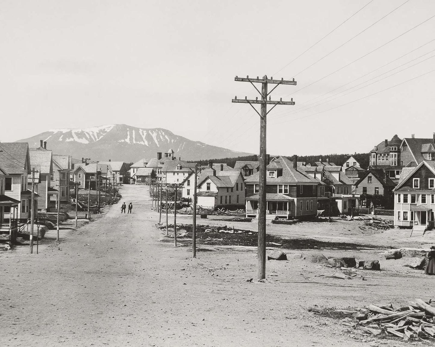 Katahdin Avenue in Millinocket in 1905 vintage print