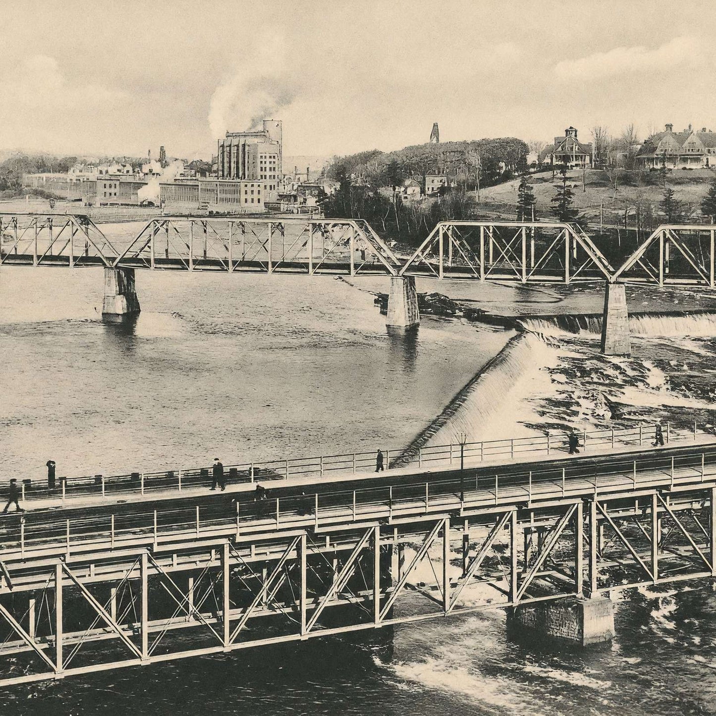 Kennebec River Waterville Maine in 1911 Vintage Print (7 Sizes) - Restored