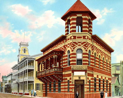 Hotel Jefferson and First National Bank vintage print