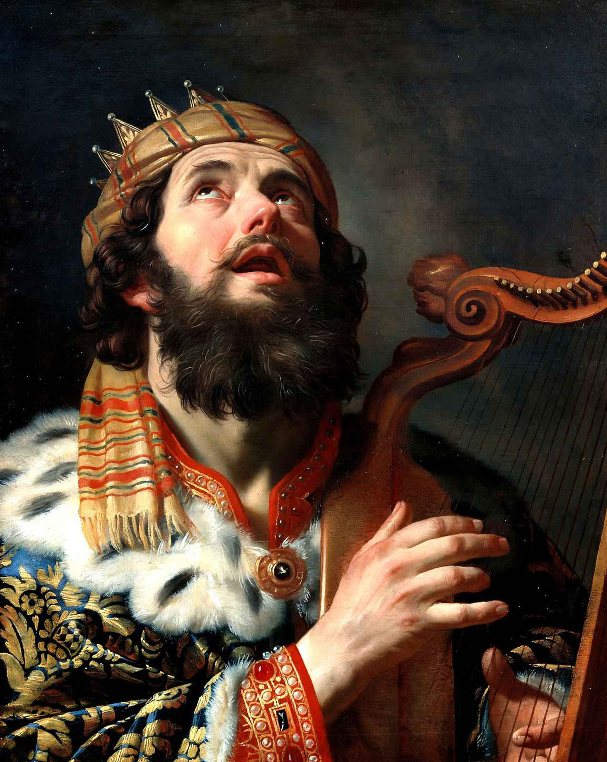 King David Playing the Harp fine art print by Gerard van Honthorst