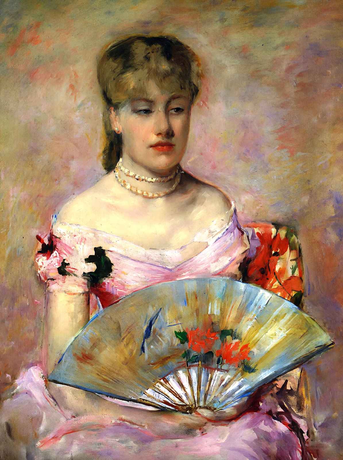 Lady with a Fan Art Print 1880 by Cassatt (6 Sizes) - Archival Paper