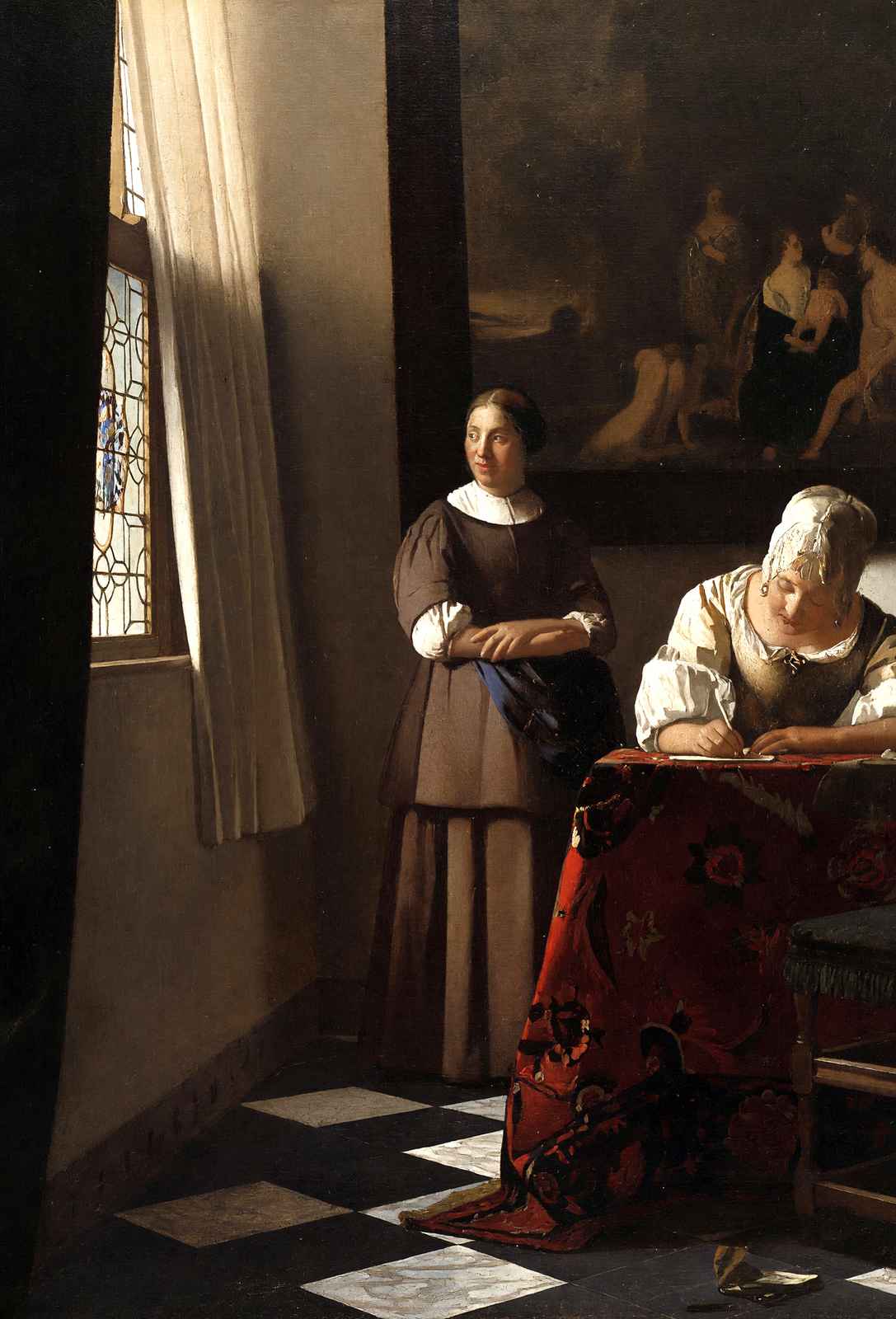 Lady Writing a Letter with Her Maid Art Print 1670 by Johannes Vermeer (6 Sizes)