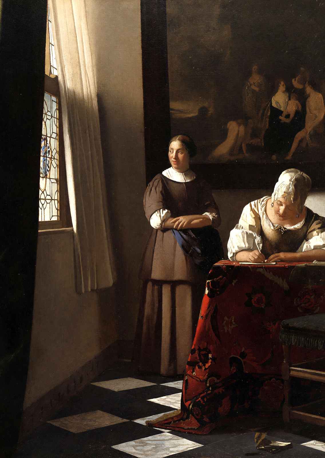 Lady Writing a Letter with Her Maid Art Print 1670 by Johannes Vermeer (6 Sizes)