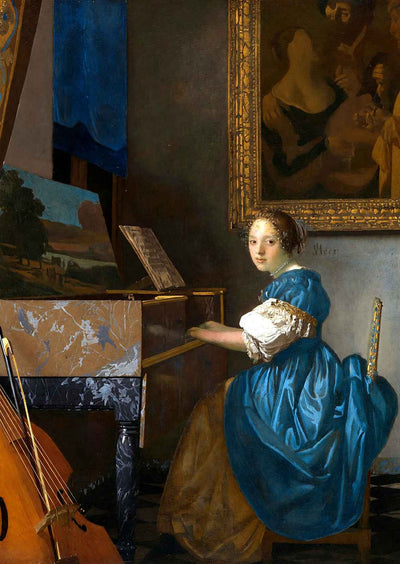 Lady Seated at a Virginal Art Print Painting by Johannes Vermeer (6 Sizes)