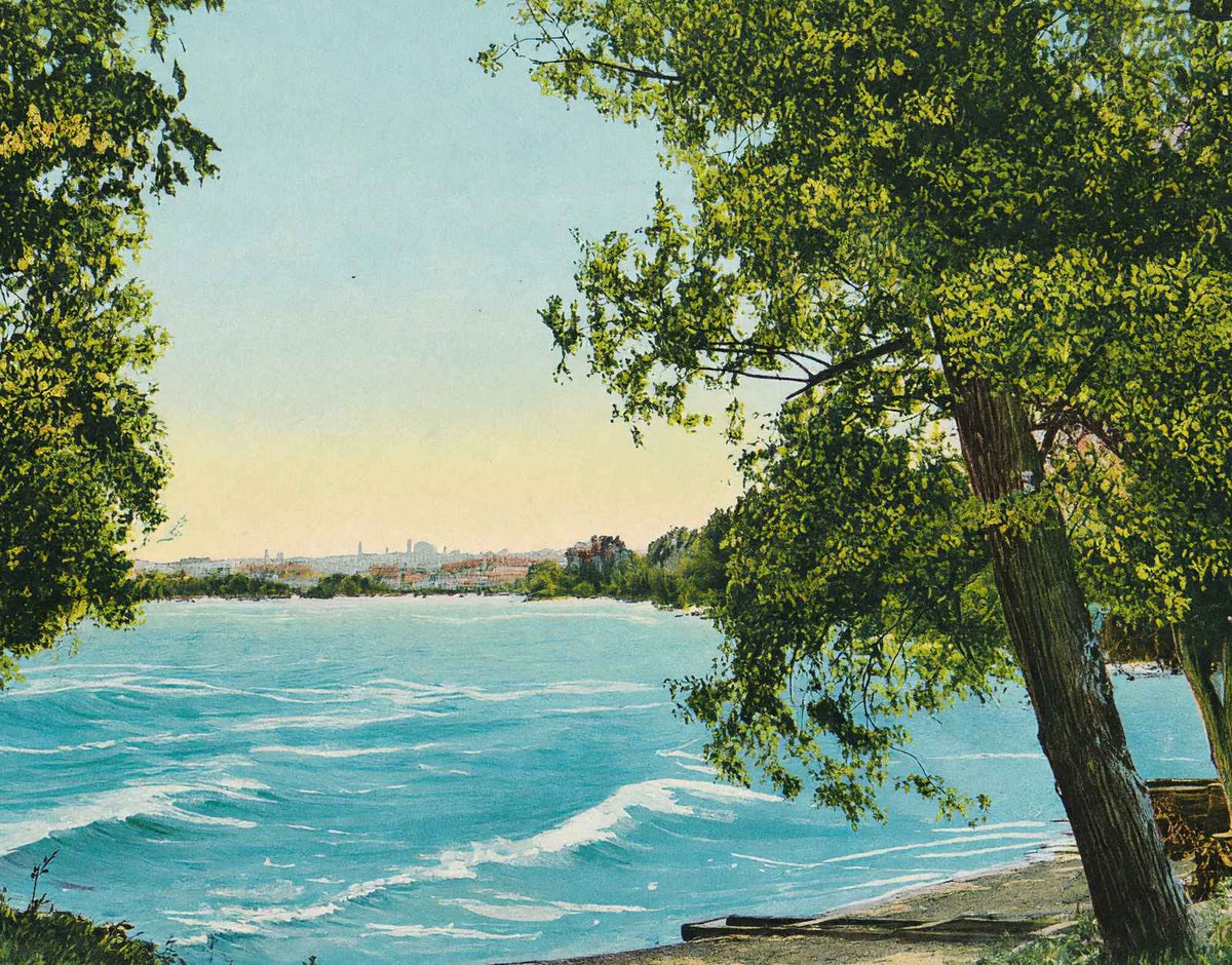 Lake Champlain Showing Burlington VT in 1907 Vintage Print (7 Sizes)