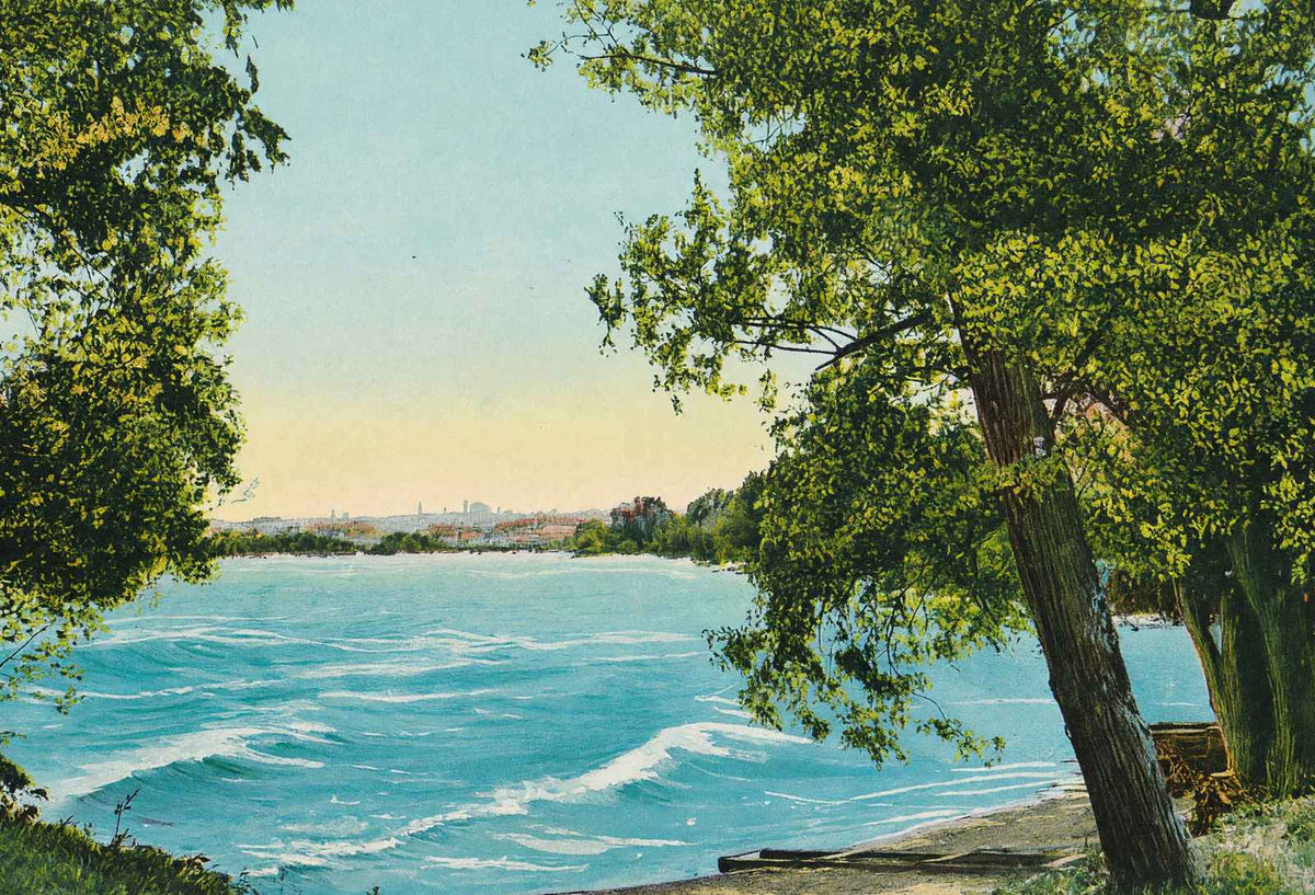 Lake Champlain Showing Burlington VT in 1907 Vintage Print (7 Sizes)