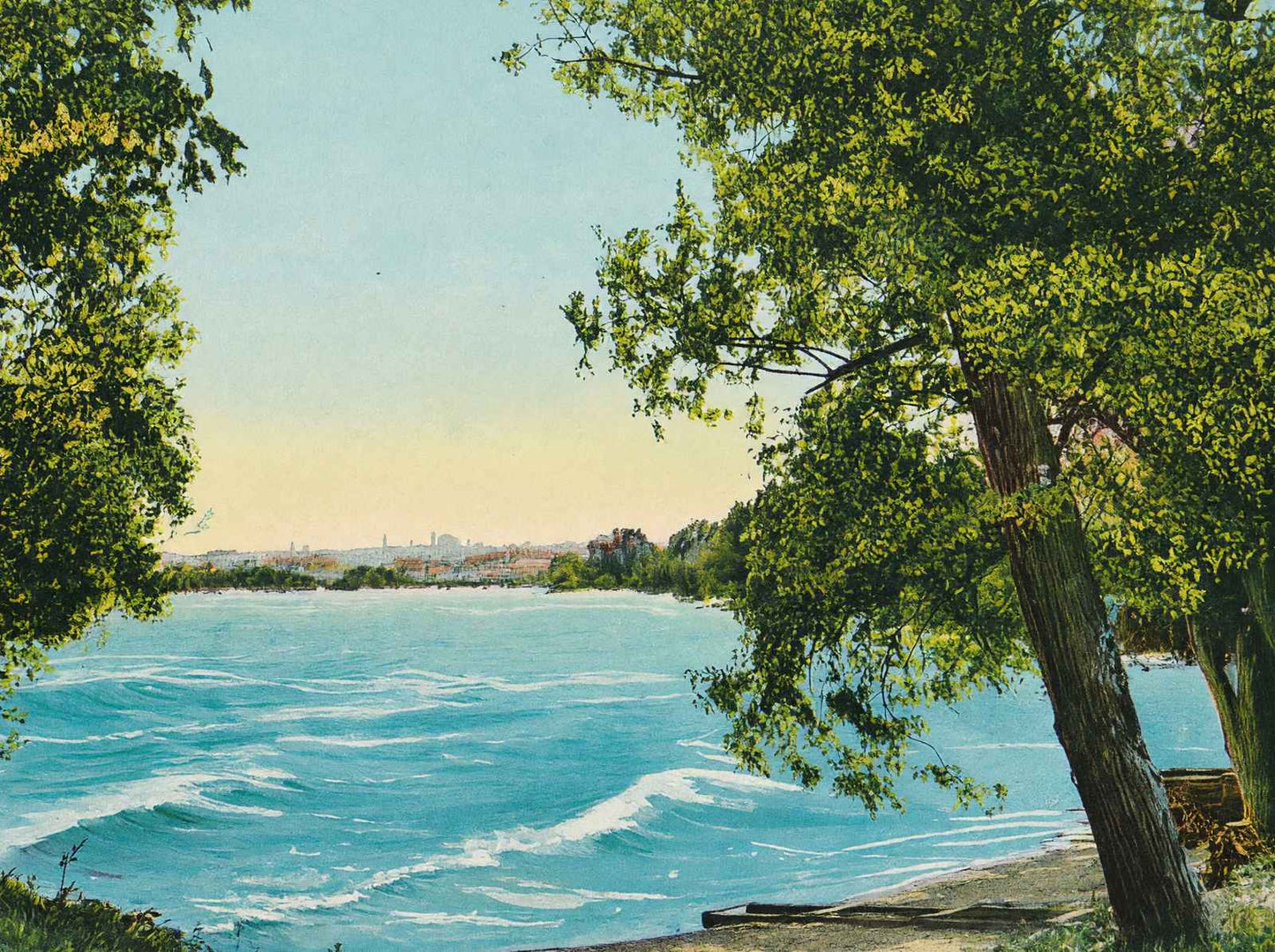 Lake Champlain Showing Burlington VT in 1907 Vintage Print (7 Sizes)