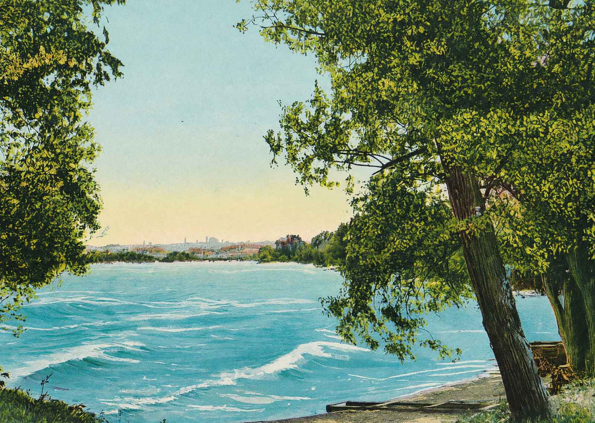 Lake Champlain Showing Burlington VT in 1907 Vintage Print (7 Sizes)