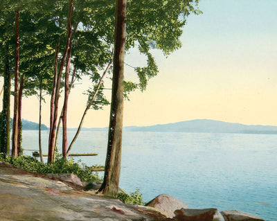 Lake Winnipesaukee in the Weirs in 1908 vintage print