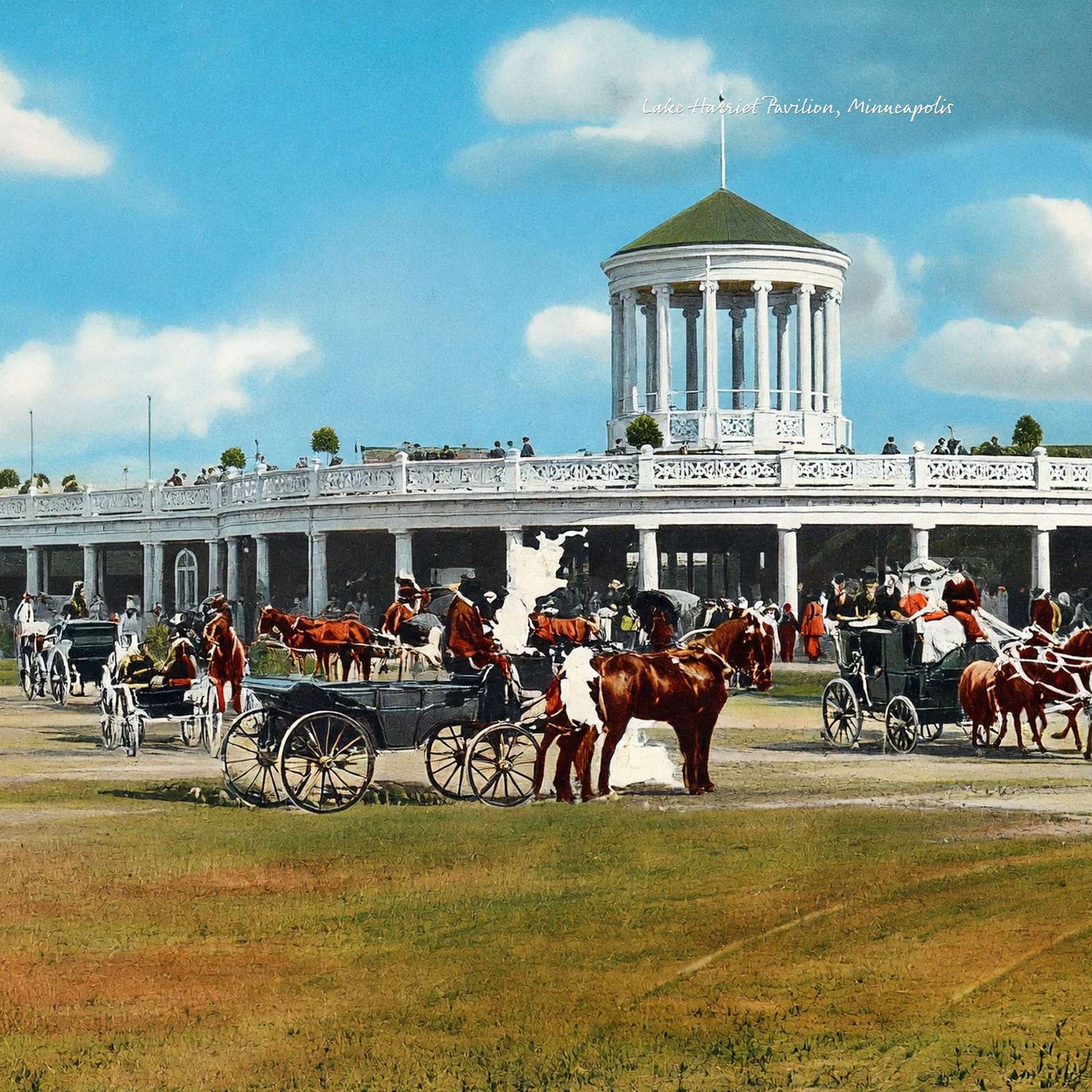 Lake Harriet Pavilion Minneapolis in 1906 Vintage Print (7 Sizes) - Enhanced
