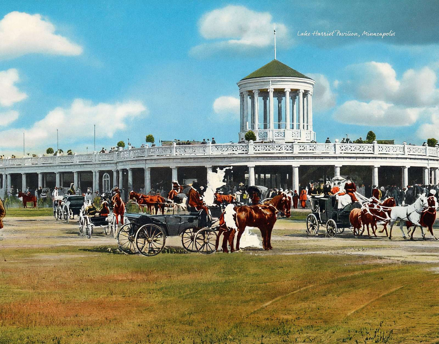 Lake Harriet Pavilion Minneapolis in 1906 Vintage Print (7 Sizes) - Enhanced