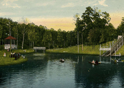 Lake Highland Park Houston in 1906 Vintage Print (7 Sizes) - Premium Print