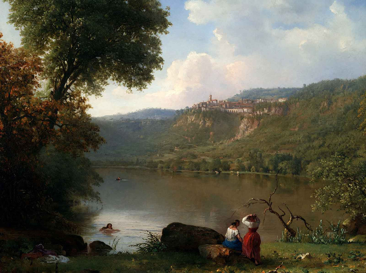 Lake Nemi Painting by George Inness Premium Art Print (6 Sizes) - Retouched