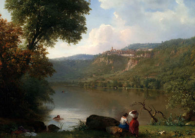 Lake Nemi Painting by George Inness Premium Art Print (6 Sizes) - Retouched