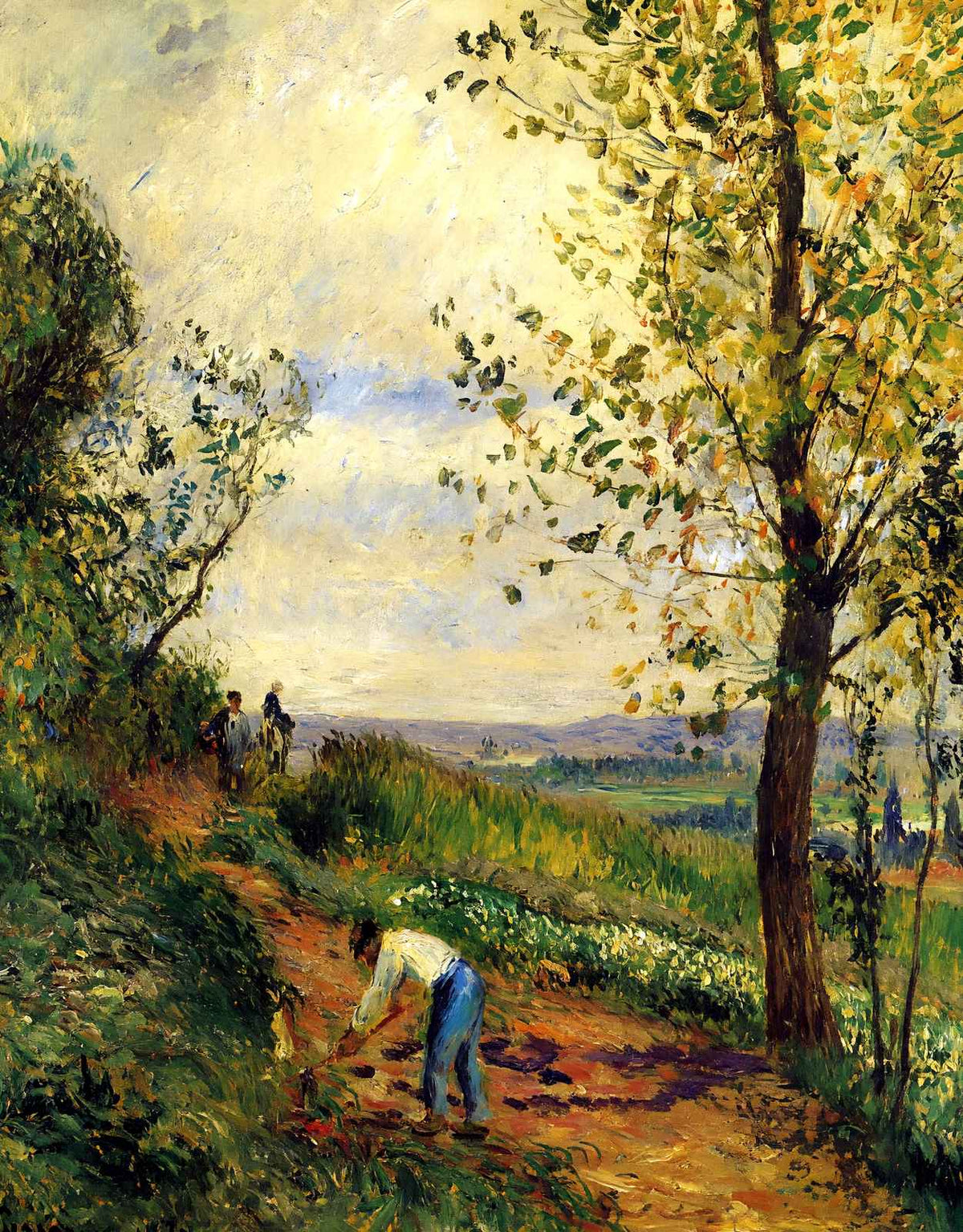 Landscape with a Man Digging Art Print 1877 by Camille Pissarro (6 Sizes)