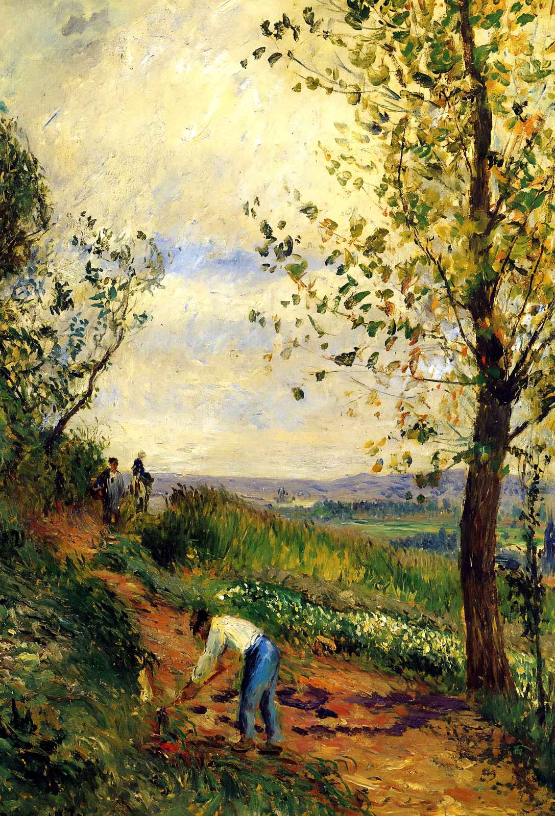 Landscape with a Man Digging Art Print 1877 by Camille Pissarro (6 Sizes)