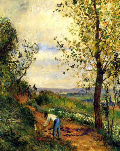 Landscape with a Man Digging painting by Camille Pissarro (1877)