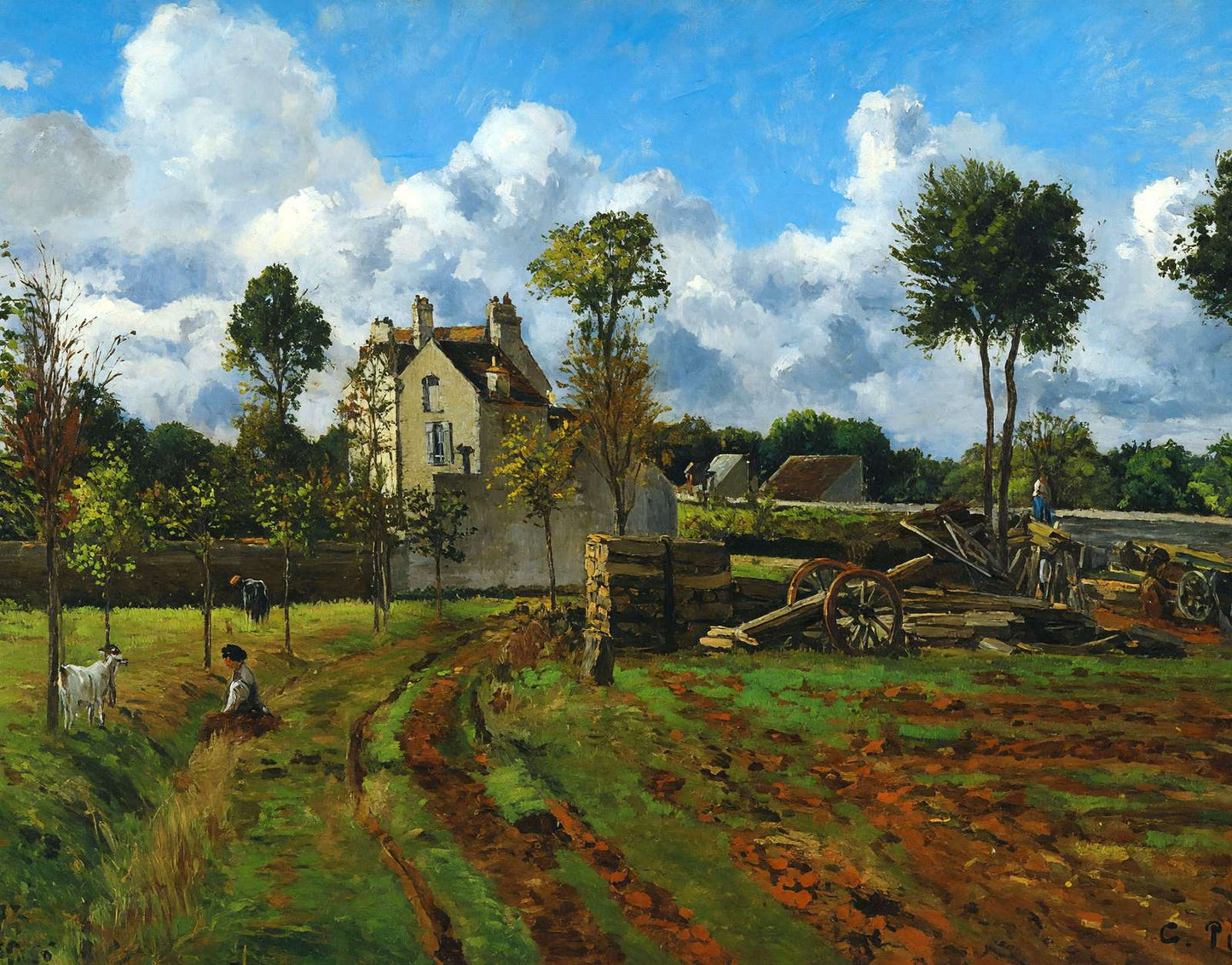 Landscape at Pontoise Art Print 1873 Painting by Camille Pissarro (6 Sizes)