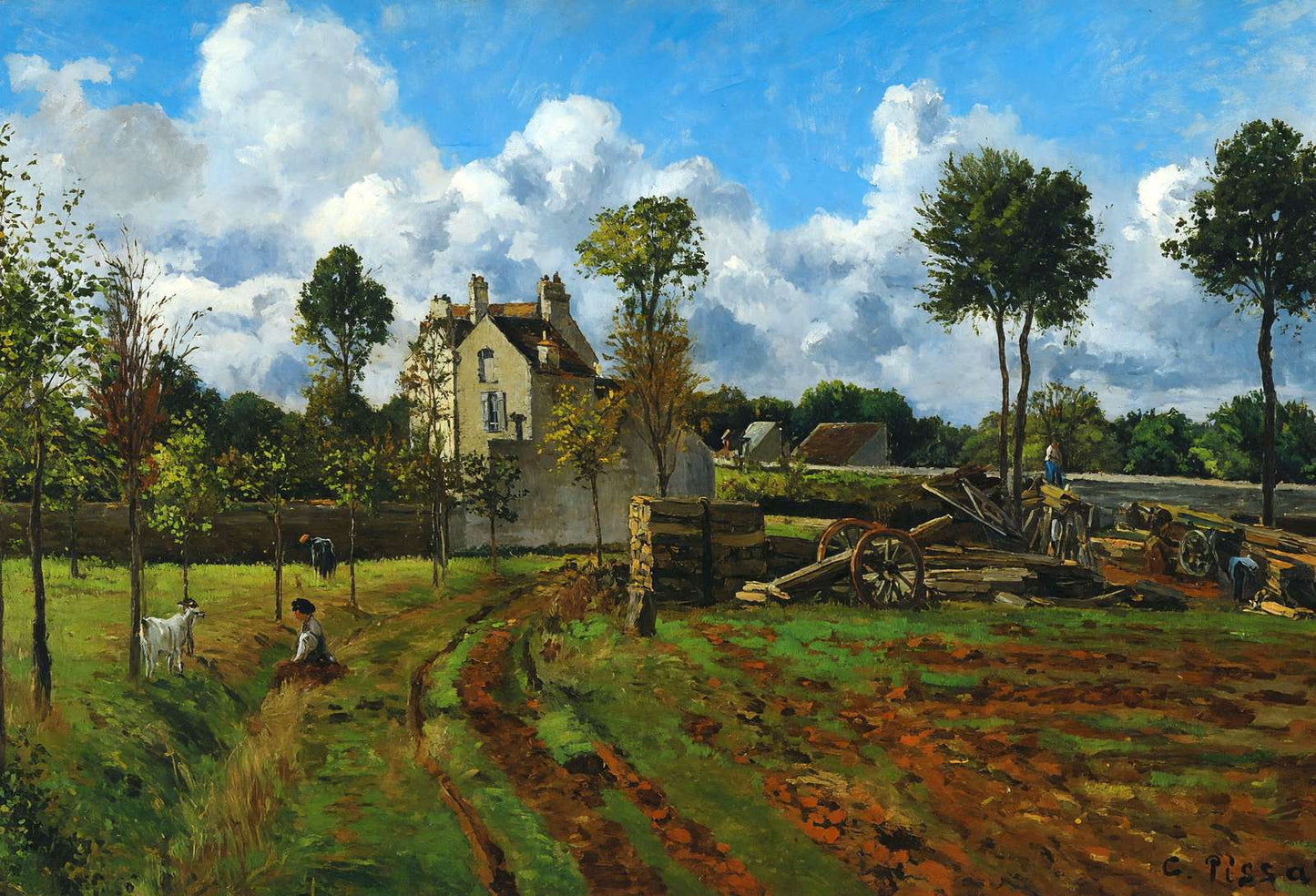 Landscape at Pontoise Art Print 1873 Painting by Camille Pissarro (6 Sizes)