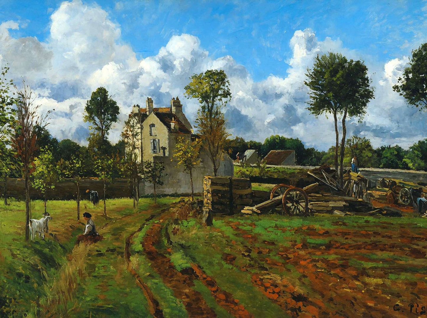 Landscape at Pontoise Art Print 1873 Painting by Camille Pissarro (6 Sizes)
