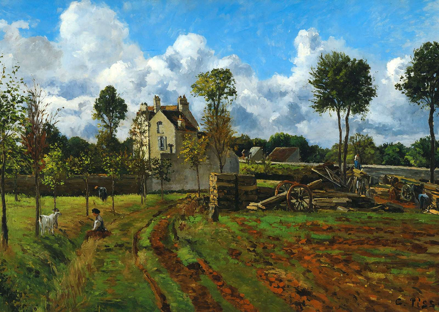 Landscape at Pontoise Art Print 1873 Painting by Camille Pissarro (6 Sizes)